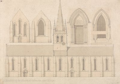 Elevazione della chiesa di Colombiers, vicino a Valognes, Normandia da John Sell Cotman